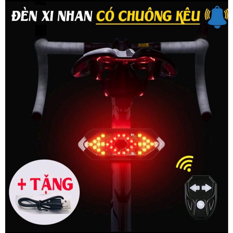 Bộ đèn xi nhan xe đạp điều kiển từ xa cao cấp led sáng mạnh, sạc