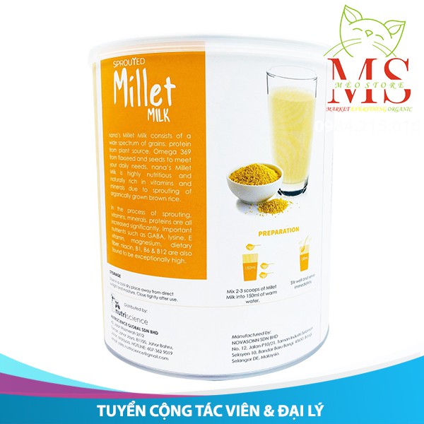 [Sản phẩm hữu cơ] Sữa thực vật hữu cơ vị gạo Millet hộp 700g - thuần Organic - Nhập khẩu độc quyền Malaysia