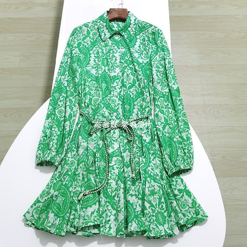 Váy sơ mi dáng ngắn thắt eo ZR