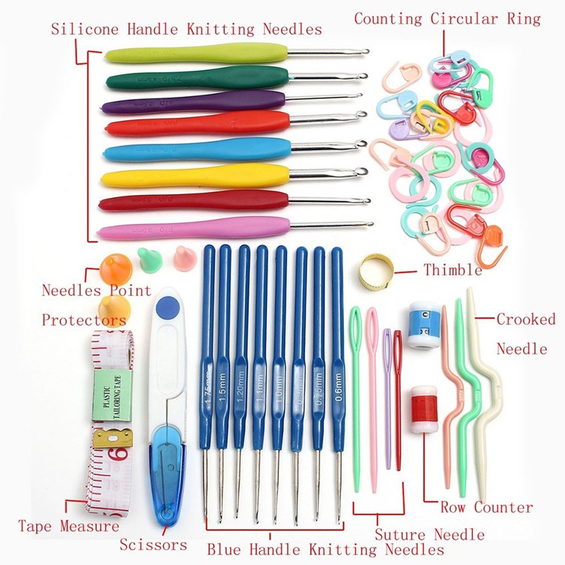 Set 16 món cây kim móc len 57 chân