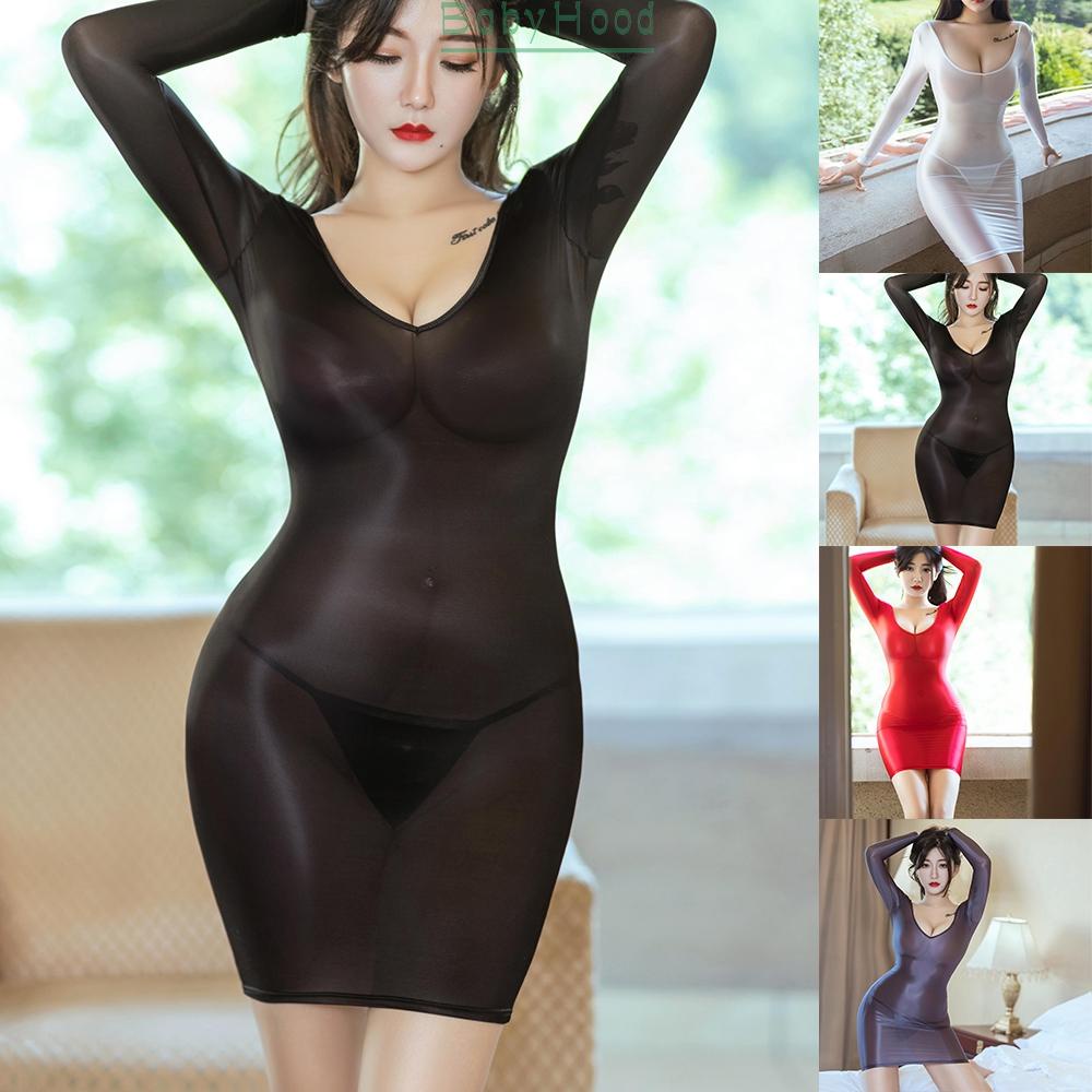 Đầm Ngắn Ôm Dáng Tay Dài Bằng Vải Satin Lấp Lánh Dành Cho Nữ