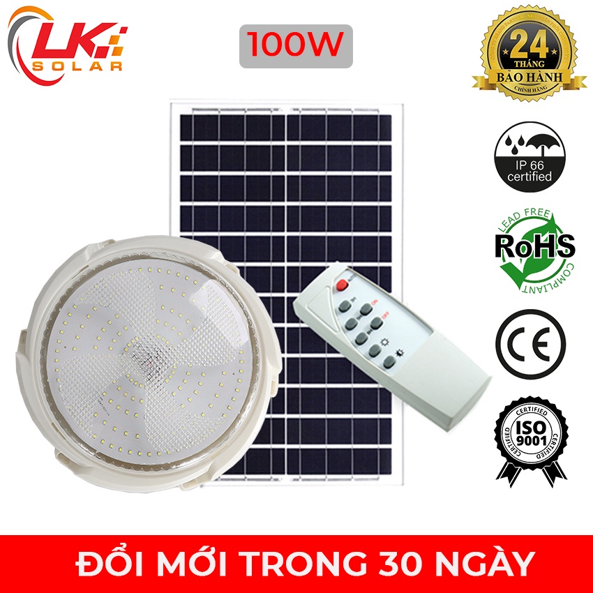 [CHÍNH HÃNG] Đèn Led Ốp Trần Năng Lượng Mặt Trời Solar Light Siêu Sáng 100W - LK SOLAR- XDD-77100