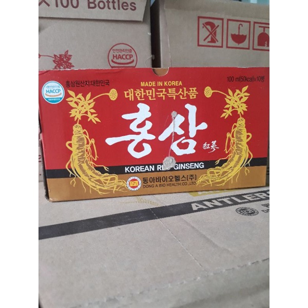 Nước Hồng Sâm, đông trùng, nhung hươu Hàn Quốc DongA Hộp 10 chai x 100ml