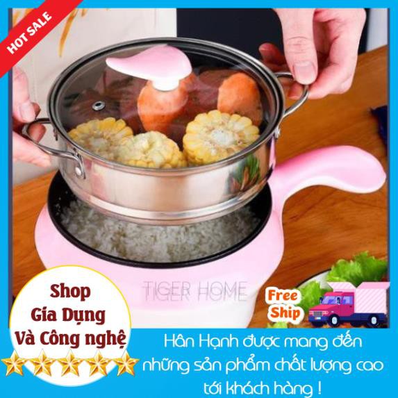 Nồi lẩu, Hấp, Chiên, Xào, Nấu mỳ Đa năng 2 tầng Chống Dính 18cm TIêu Chuẩn Châu Âu Ổ cắm 2 Chấu 2 TỐC ĐỘ An toàn Bền Bỉ