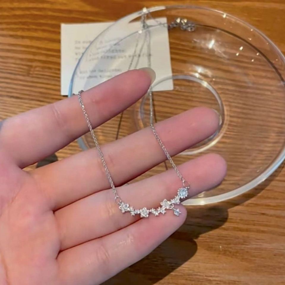 Vòng cổ Ngắn Mặt Hoa Kim Cương Mini Phong Cách Hàn Quốc Thời Trang Cho Nữ