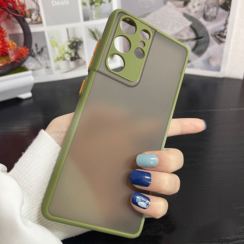 Ốp Điện Thoại Nhựa Cứng Viền Mềm Mặt Nhám Trong Suốt Cho Samsung Galaxy S22 Ultra S21 Ultra S22+ Plus SS 22/21