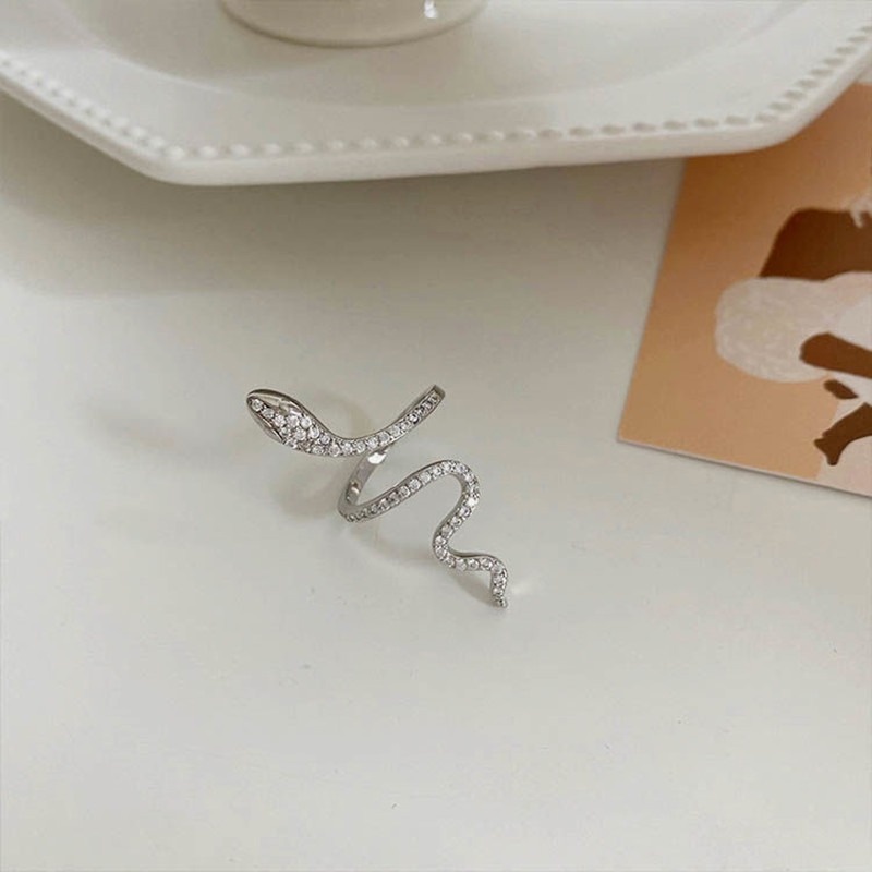Nhẫn Hở Hình Rắn Đính Đá Zircon Phong Cách Thời Trang Vintage