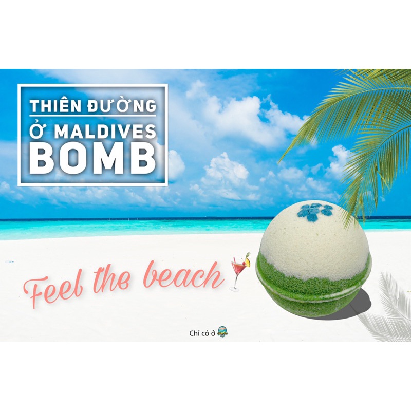 Bom tắm, viên sủi bồn tắm sủi màu sắc THIÊN ĐƯỜNG Ở MALDIVES bath bomb, 170 gram