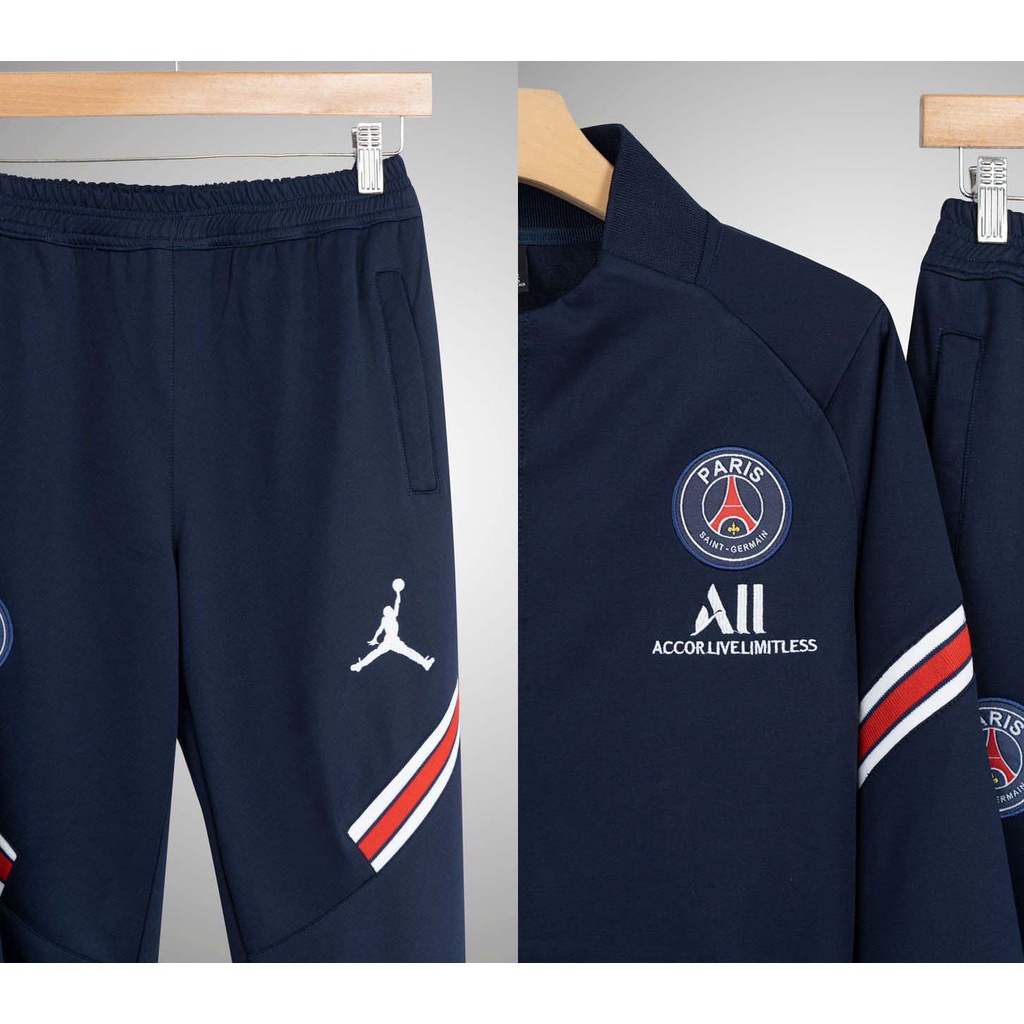 Bộ Áo Khoác Bóng Đá Paris Saint Germain, Áo Khoác Nỉ Cao Cấp PSG Cổ Kéo Màu Xanh Than - Thời Trang Cao Cấp WinMax