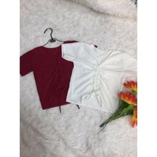ÁO CROPTOP RÚT DÂY TAY NGẮN
