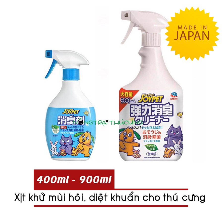 Xịt khử mùi hôi và diệt vi khuẩn cho thú cưng Joypet 400ml - Nhập khẩu Japan