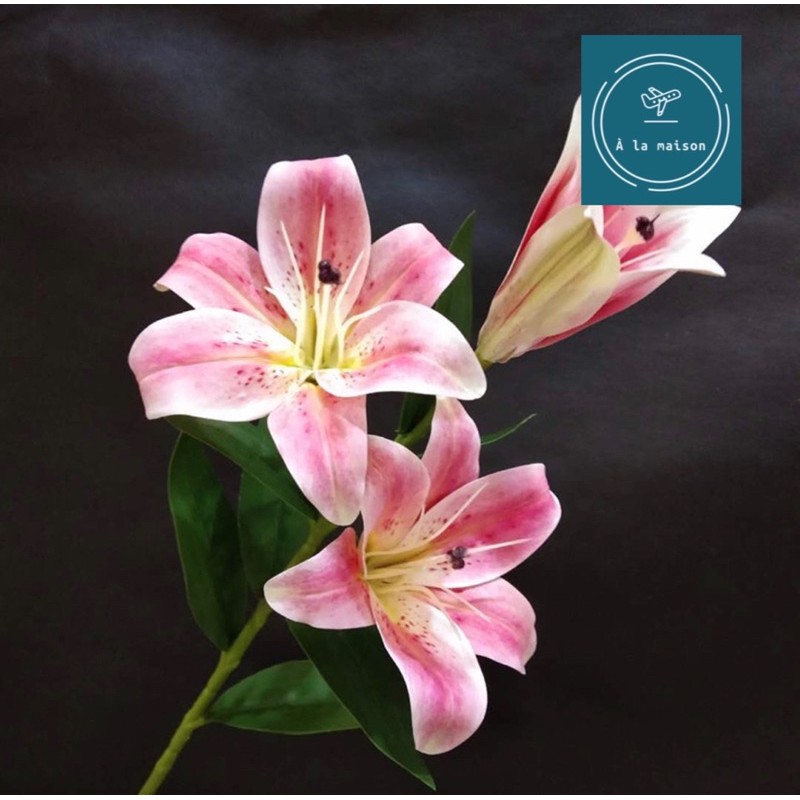 Cành hoa Lily nhân tạo cao cấp 72cm,hoa decor trang trí không gian sang trọng.