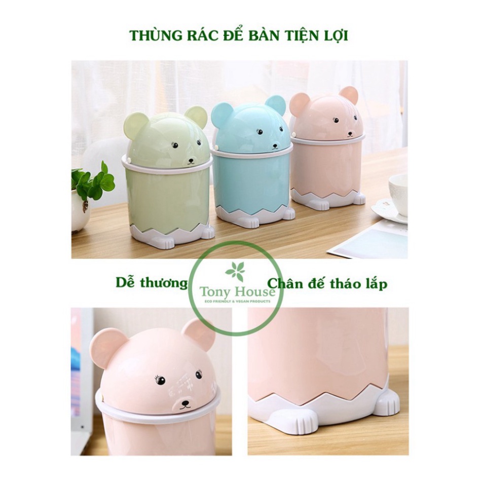 Thùng rác mini để bàn hình gấu dễ thương, tiện lợi, đáng yêu