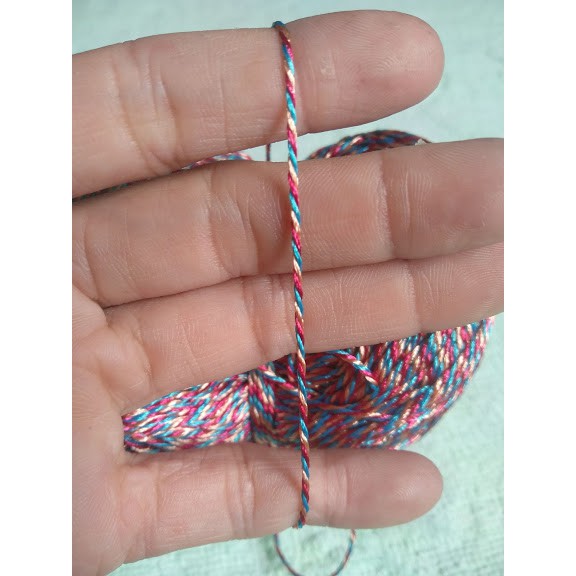 Chỉ dù thái sợi se tròn bóng 1mm màu loang ngũ sắc