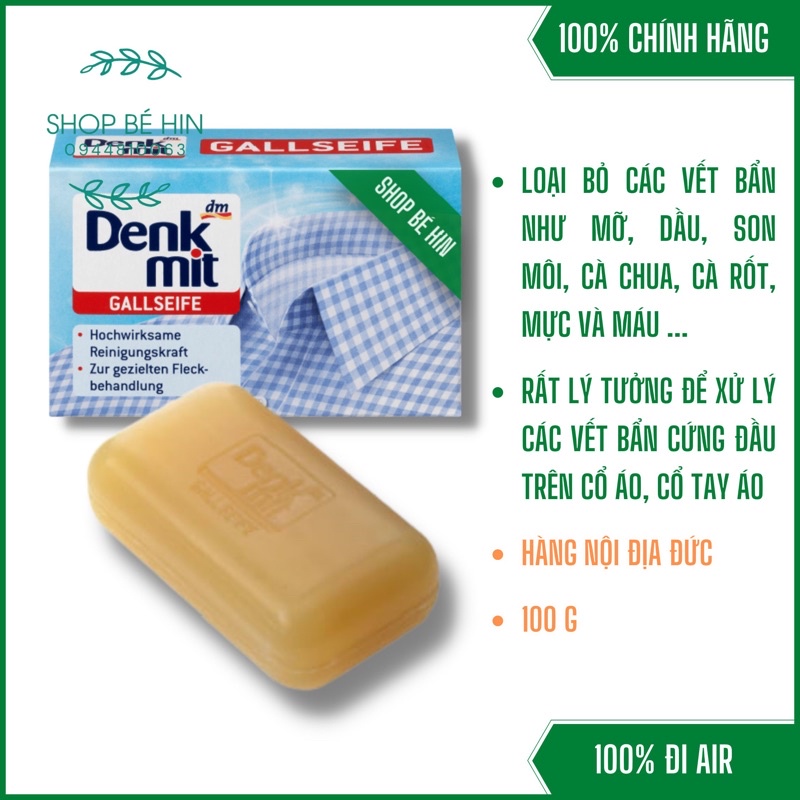 Xà phòng giặt cổ áo Denkmit, xà bông tẩy trắng cổ áo 100g, Hàng Đức chính hãng