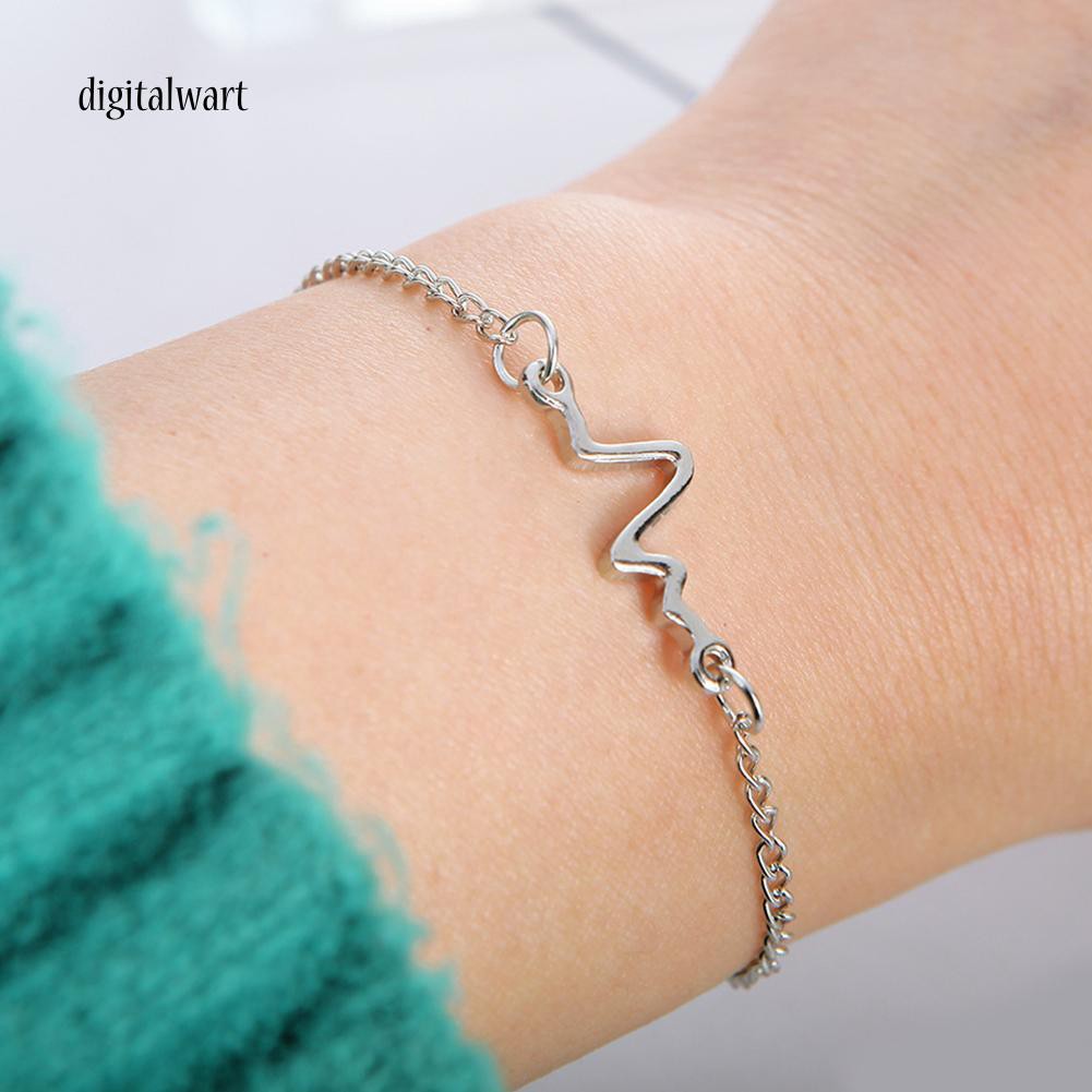 Vòng tay kim loại thiết kế hình nhịp tim cá tính trẻ trung Unisex | BigBuy360 - bigbuy360.vn