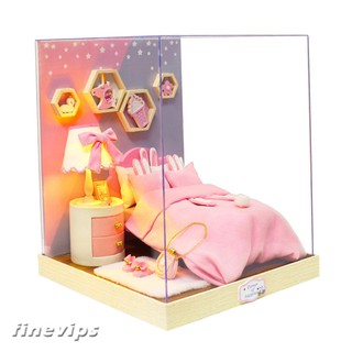 Bộ nội thất phòng ngủ thu nhỏ 1/12 dùng trang trí nhà búp bê đẹp mắt