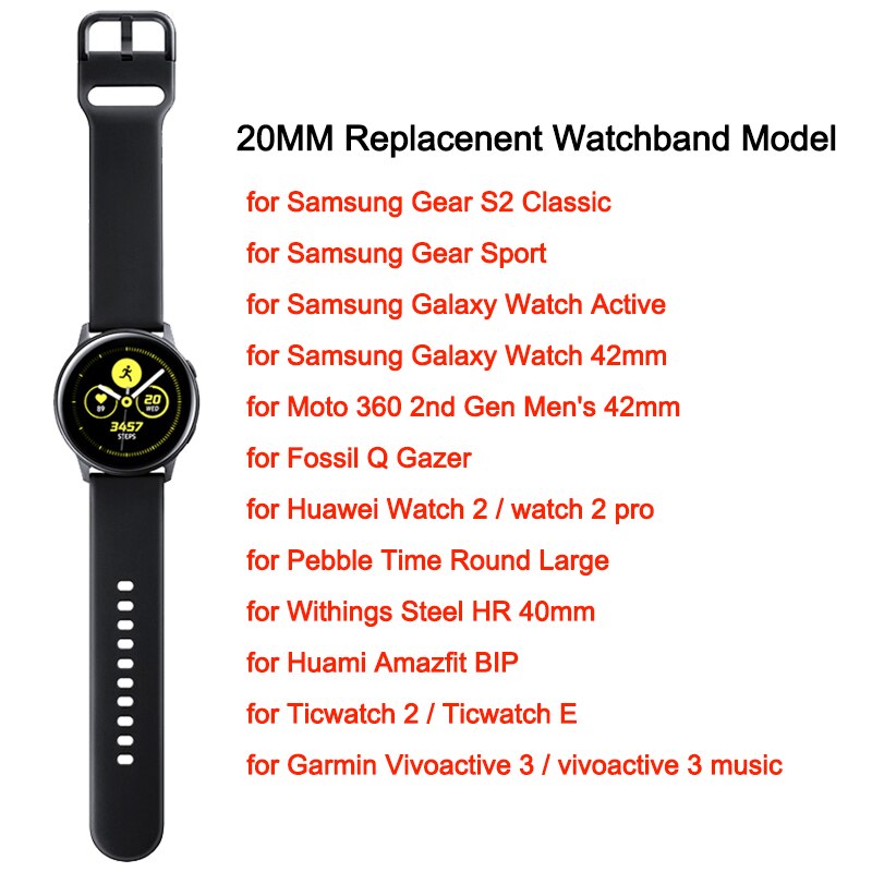 Dây Đeo 20 22mm Bằng Silicone Mềm Cho Đồng Hồ Thông Minh Xiaomi Amazfit Gts 2 Bip Pace Samsung Galaxy Watch 3 46mm Gear S3 Active2 Huawei Band