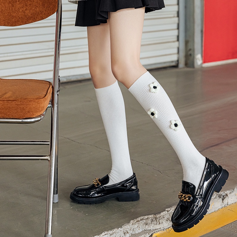 Vớ Nữ Cổ Cao Có Họa Tiết Hoa Nhỏ Phong Cách Hàn Quốc Mới