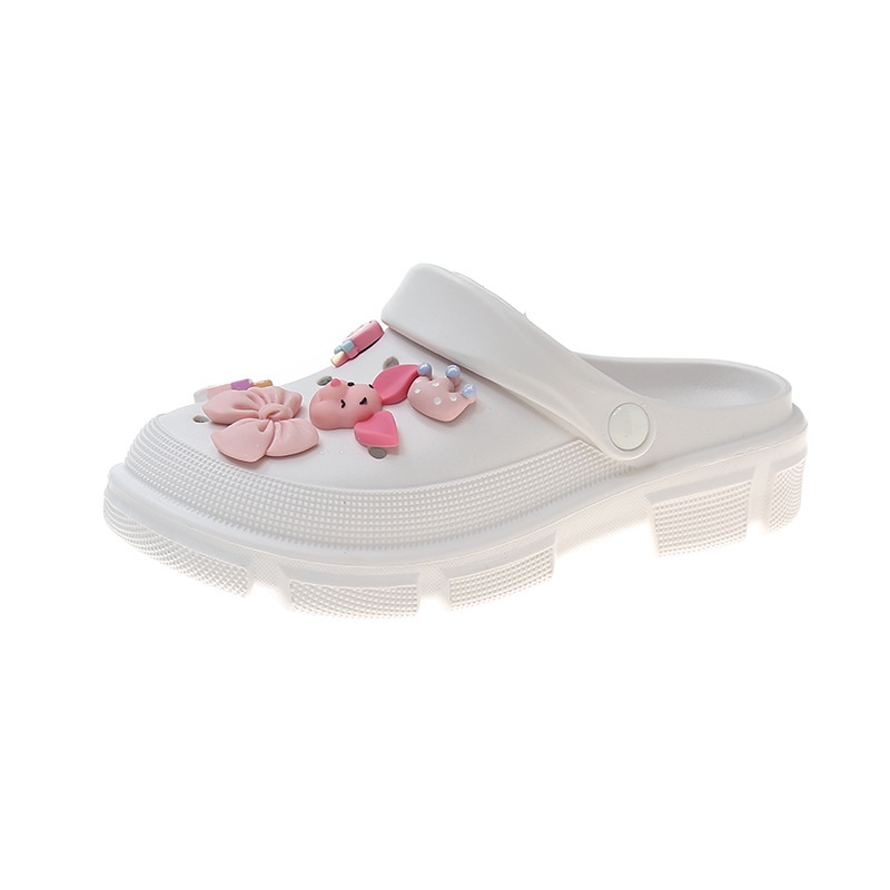 Giày Nhựa EVA Đế Mềm Dày Đục Lỗ Chống Trượt In Hình Chú Heo Dễ Thương