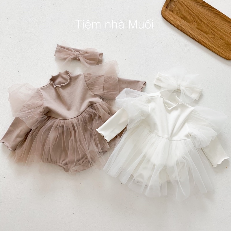 Váy Body Suit trắng công chúa  mặc đầy tháng, thôi nôi siêu xinh