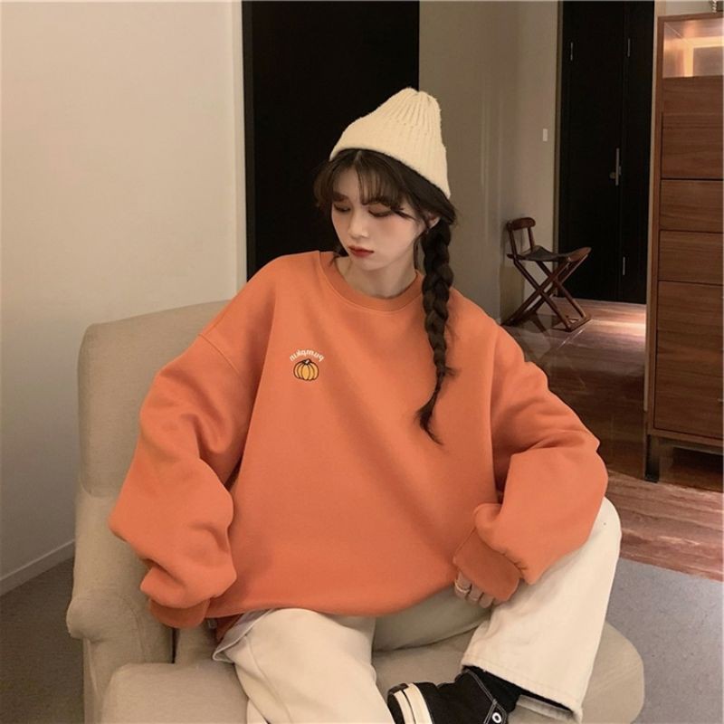 (FREESHIP + ẢNH THẬT) ADHD00014 Áo hoodie Bí Ngô Tini tay dài dáng dài rộng màu trơn phong cách Hàn Quốc siêu cute | BigBuy360 - bigbuy360.vn
