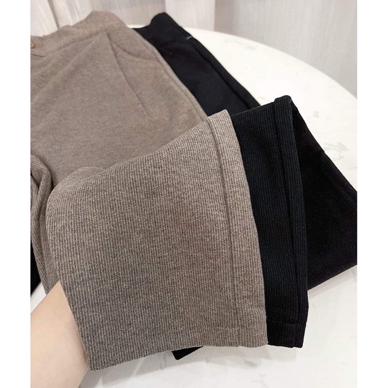 Quần Tây Baggy Chất Dạ Tăm -Mặc Thu Đông, Chất dày dặn