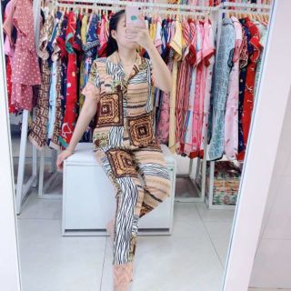 Bộ lụa satin phối ren tay ngắn siêu xinh