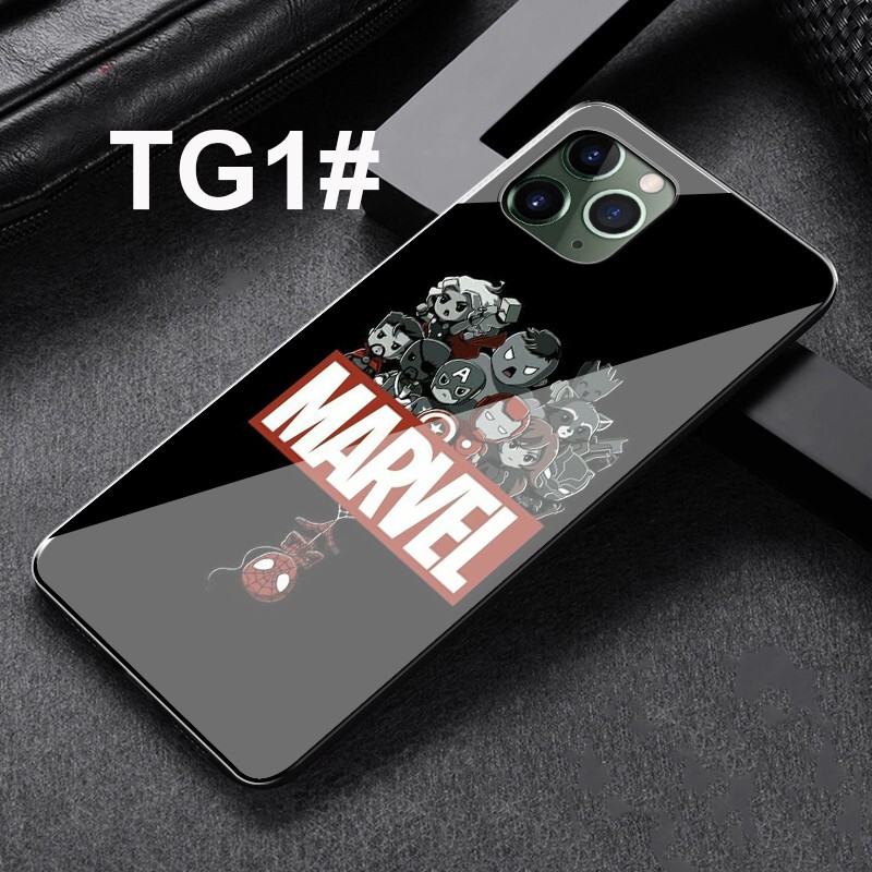 Ốp điện thoại tráng gương in hình The Avengers Marvel cho iPhone XR X Xs Max 6 6s 7 8 Plus 5 5s SE 2020