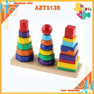 Bộ xếp chồng 3 cột bằng gỗ – azt5138