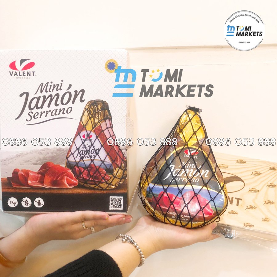 Đùi heo muối Jamon Serrano Mini Valent nhập khẩu chính hãng Tây Ban Nha 1kg ,Quà tết | BigBuy360 - bigbuy360.vn