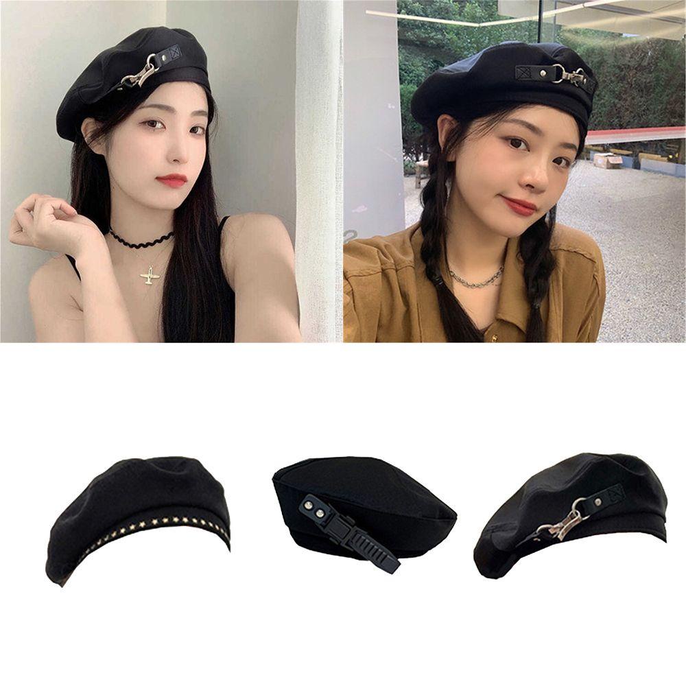 Mũ Nồi Họa Sĩ Phong Cách Pháp Thời Trang Kèm Vòng Kim Loại Đôi Cá Tính Và Dễ Thương