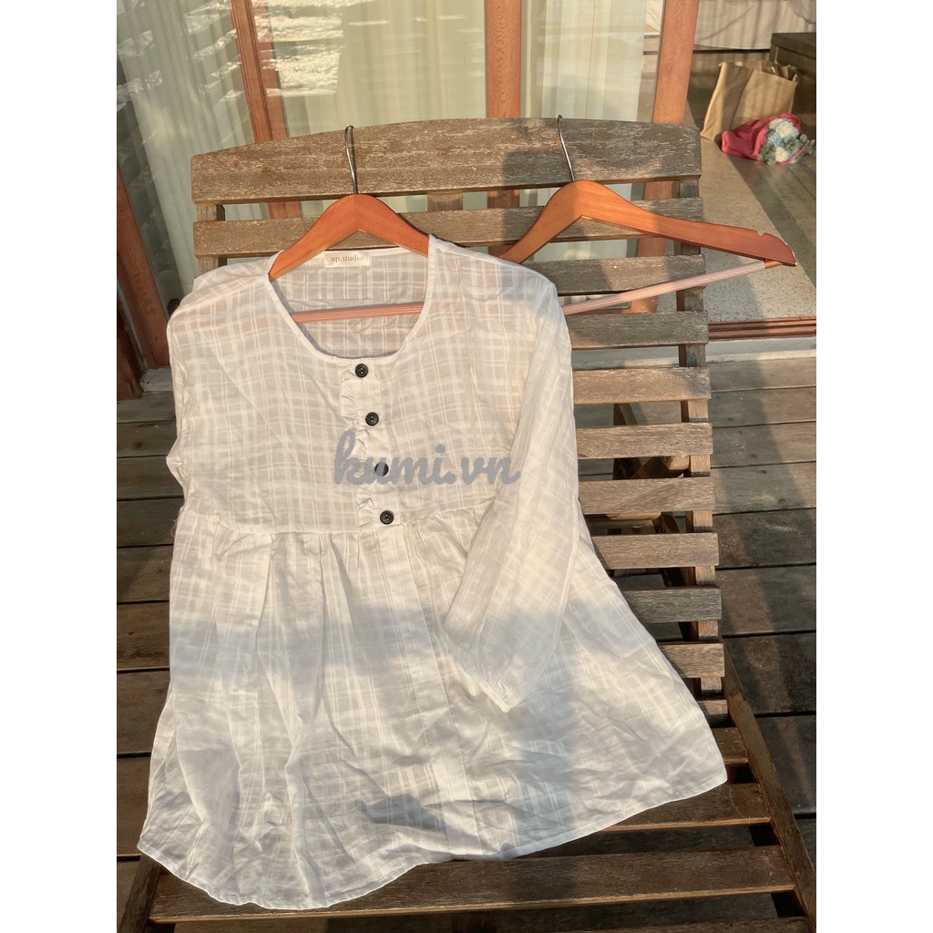 Kumivn đi biển set 3 món áo babydoll trắng, áo 2 quai trong và chân váy be phom rộng
