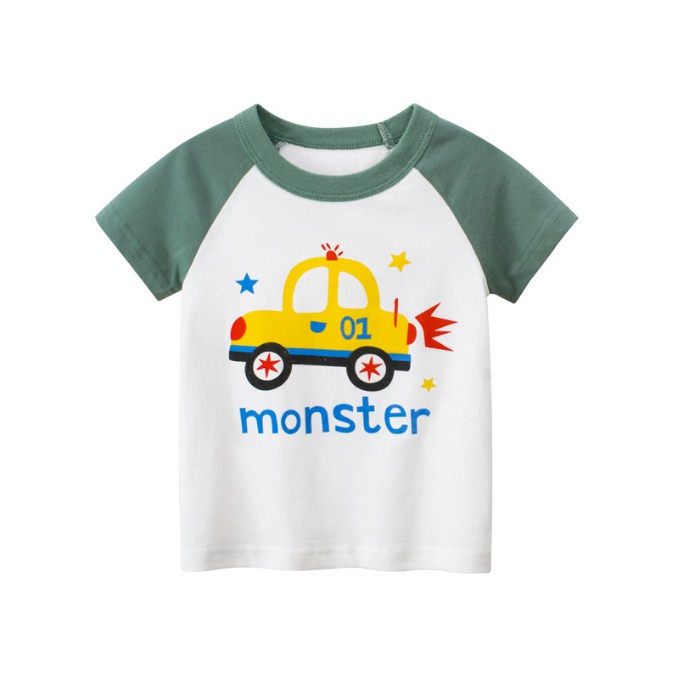 Áo thun cho bé in hình XE TẢI MONSTER ngộ nghĩnh chất cotton