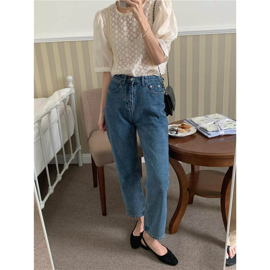 Áo Sơ Mi Voan Mỏng Thêu Hoa Ngắn Tay Thời Trang Sành Điệu 52949