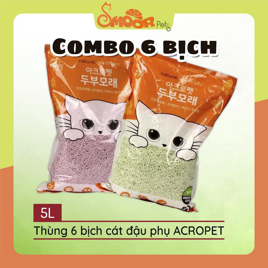 [THÙNG 6 BỊCH] Cát đậu nành Acropet 5L - Cát vệ sinh mèo đậu nành Tofu Pura Acropet