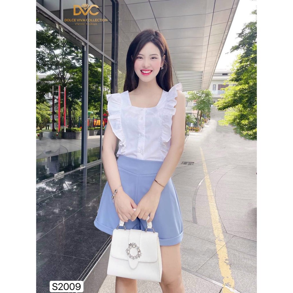 Set Áo Bèo Cánh Tiên Và Quần Ngắn Có Khóa Kéo Rose Fashion