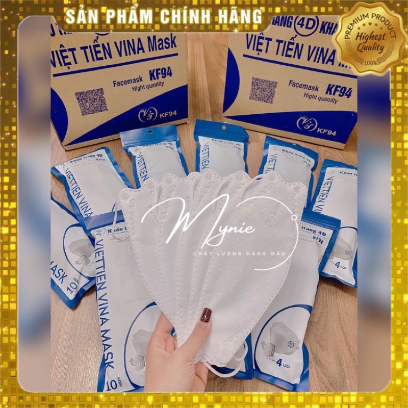 Khẩu trang 4 Lớp KF94 Việt Tiến Vina MASK Chống Bụi Mịn, Kháng Khuẩn, Ngăn Ngừa Virus Hàng Cao Cấp