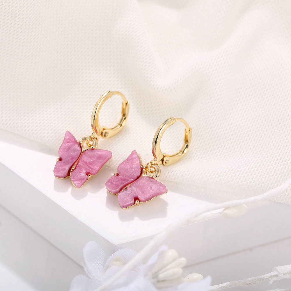 Ifyou Korean New Women Earrings Fashion Colorful Acrylic Butterfly Earrings Sweet Earring Accessories Wholesale