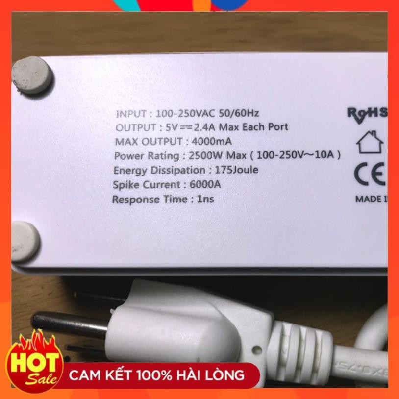 [Chính Hãng] Ổ cắm điện Orico chống sốc, 3200w, Kèm 4 cổng sạc USB 2,4A - OSC-4A4U