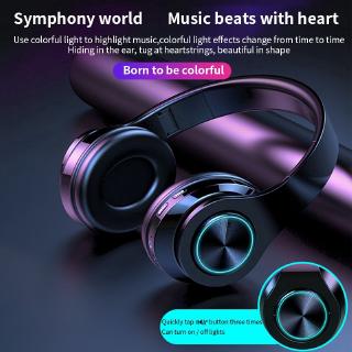 [✅COD]  LED Colorful Breathing Lights Portable Folding Wireless Bluetooth Headphones With MIC