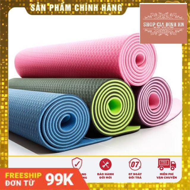 [Hàng Mới] THẢM YOGA 2 MẶT CAO CẤP THẢM TẬP YOGA TPE 2 LỚP 6MM CAO SU NON CÓ TÚI ĐỰNG THỜI TRANG