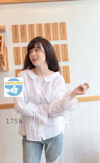 Áo sơ mi oversize tay cột nơ
