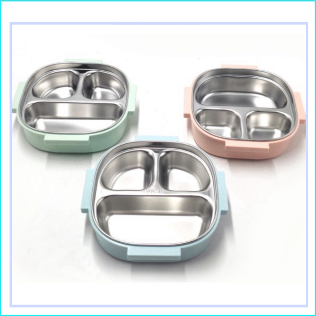 Hộp cơm inox vuông chia 3 ngăn ❤️FREESHIP❤️hàng cao cấp