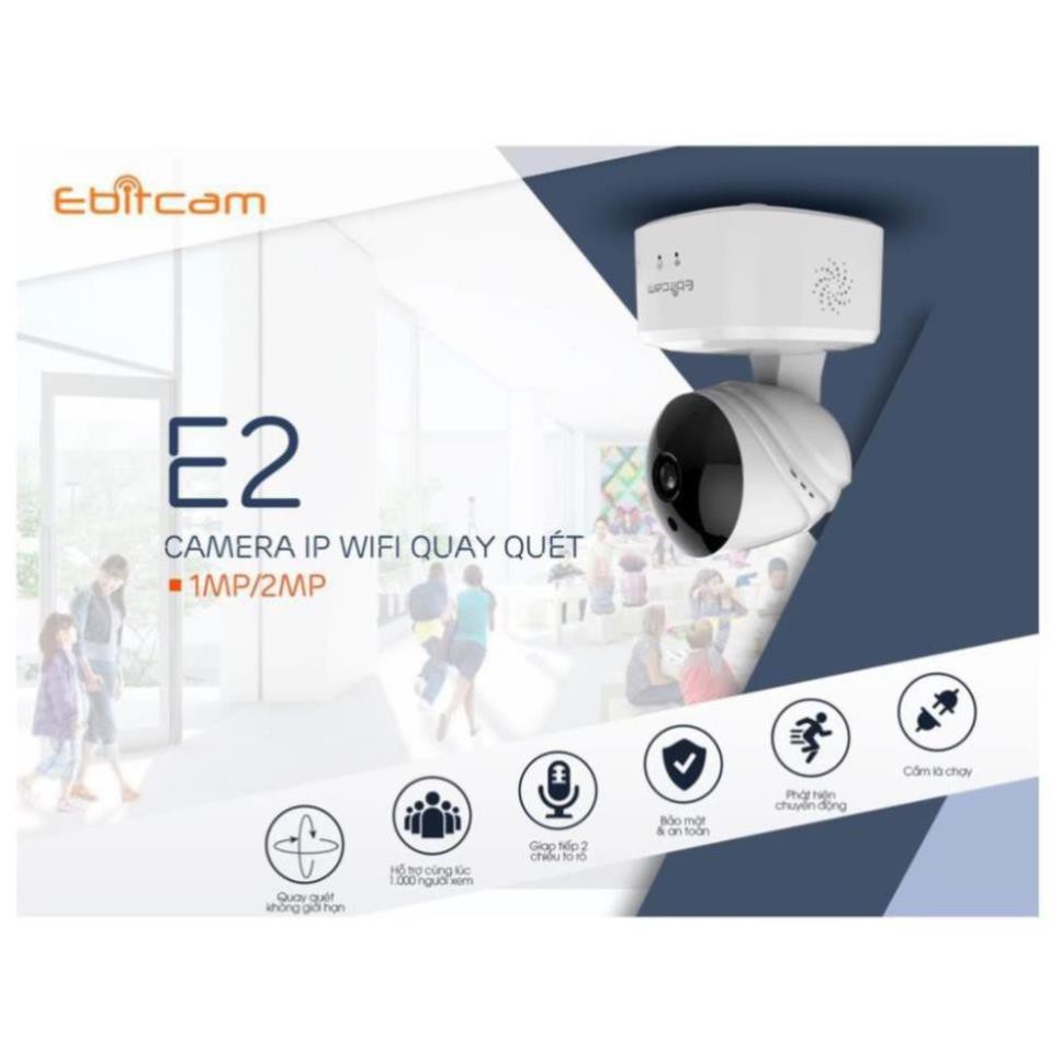 [Xã Kho] Camera Wifi Ebitcam E2 720P - Camera Không Dây Ebitcam Đời Đầu, Cực Bền, Siêu Nét, kèm thẻ 32GB/64GB/128GB | BigBuy360 - bigbuy360.vn