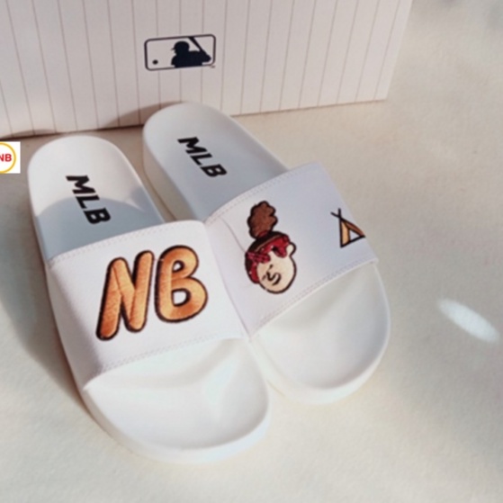 ♥️ Freeship+Ảnh Thật ♥️ Dép 𝐌𝐋𝐁 cô gái, quai ngang nam nữ, dép mlb quai ngang màu trắng full hộp