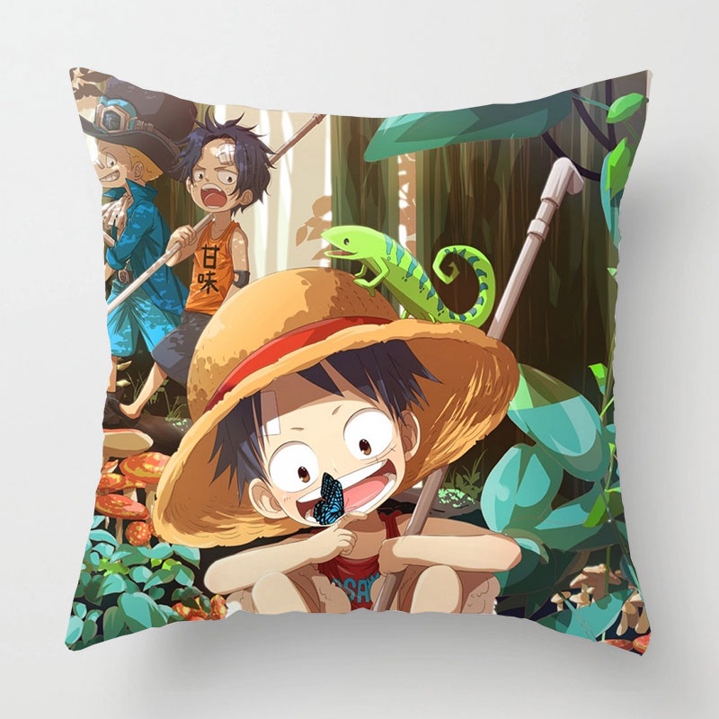 Vỏ Gối Polyester 45*45cm Họa Tiết Hoạt Hình One Piece Độc Đáo Trang Trí Nội Thất