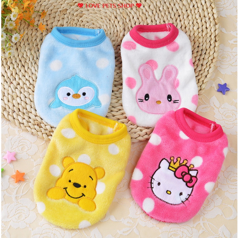 ÁO CHO CHÓ MÈO, ÁO BA LỖ BẰNG VẢI LÔNG MỀM MỊN CHO THÚ CƯNG NHỎ - LOVE PETS SHOP