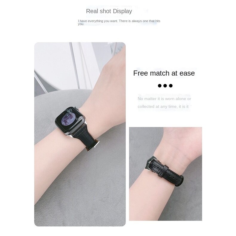 Dây đeo đồng hồ họa tiết da cá sấu cao cấp cho Apple Watch Series IWatch 7/6/5/4/3/SE 38mm 40mm 41mm 42mm 44mm 45mm