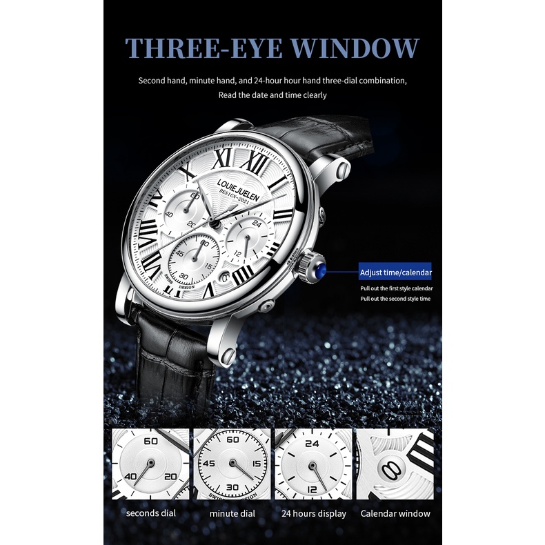 Đồng Hồ Quartz Dây Da Thật Sang Trọng Phong Cách Doanh Nhân Thời Trang 2023